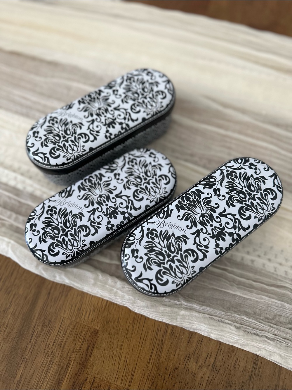 Brighton White and Black Damask Eyeglass Cases - Set of 3